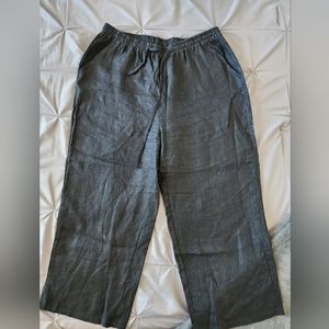 Women's Capri Pants | Balck | Linen | XXL